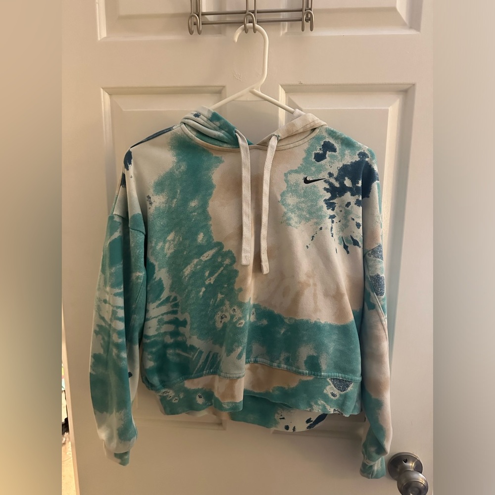 Nike Women’s Cropped Blue Tie Dye Hoodie size Small